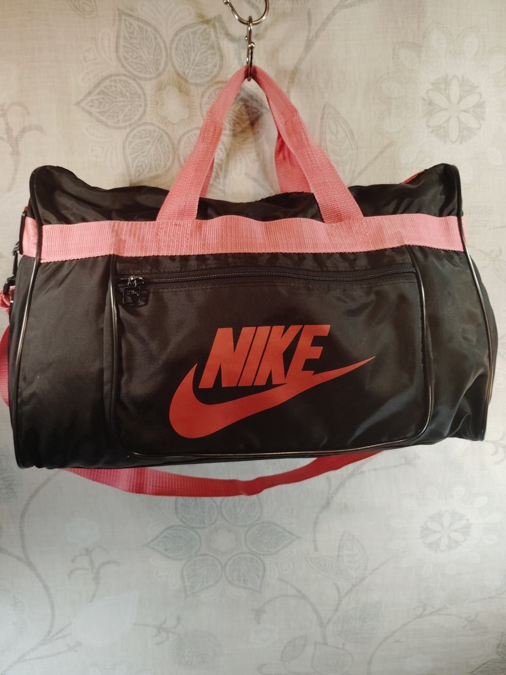 Nike Black Duffel Bag with Pink Accents